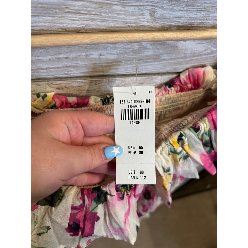 NWT Abercrombie & Fitch Pink Floral Smocked Off Shoulder Mini Dress - Picture 4 of 6
